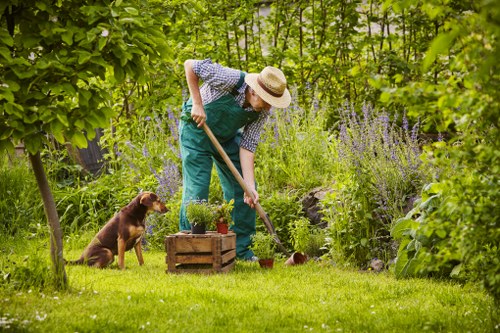 Garden maintenance safety planning with protective equipment