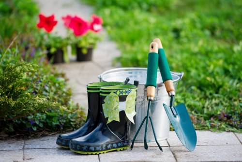 Hard landscaping features in a West Drayton outdoor space